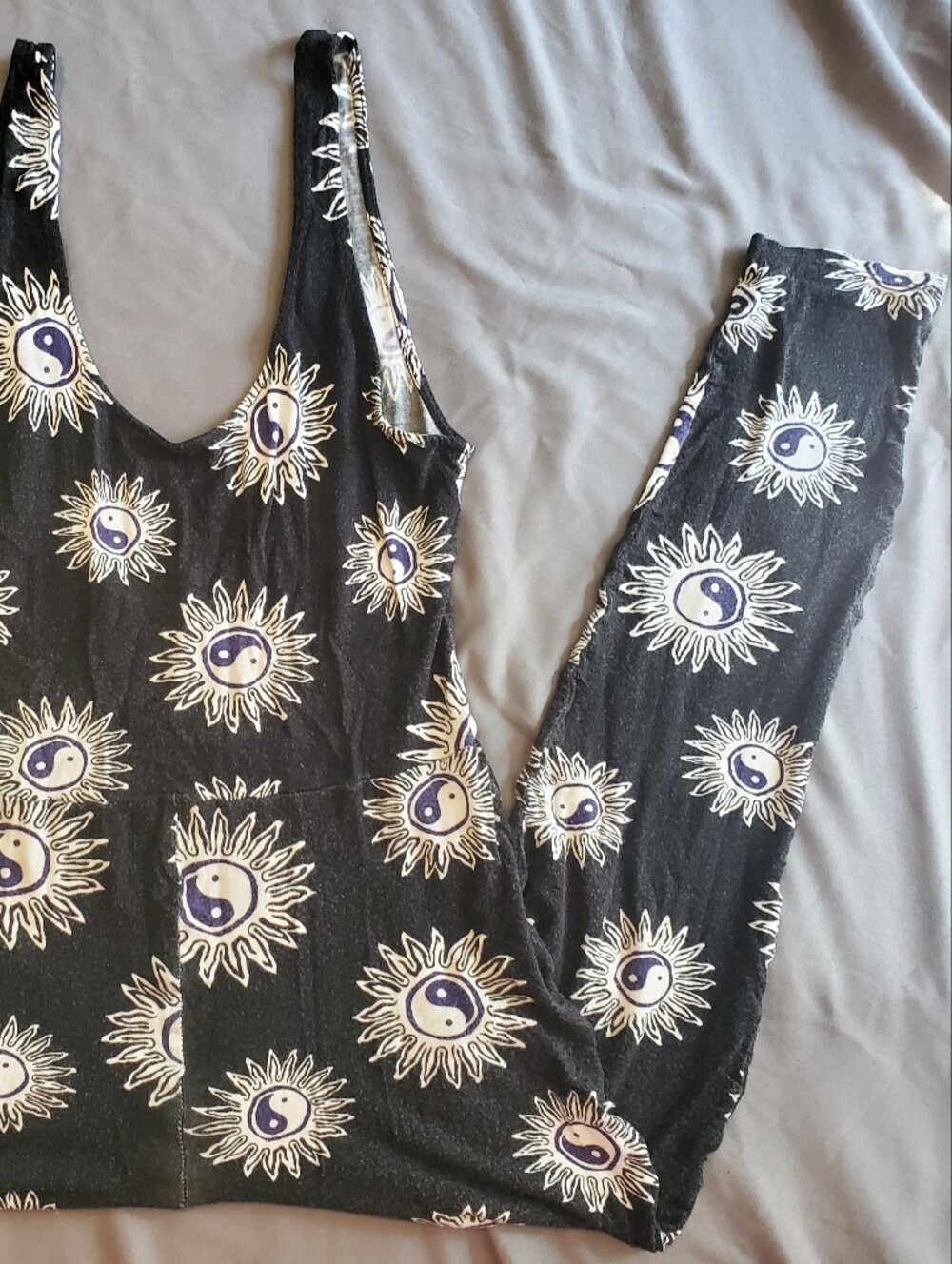 Women’s Black Sun & Yin-Yang Print Jumpsuit